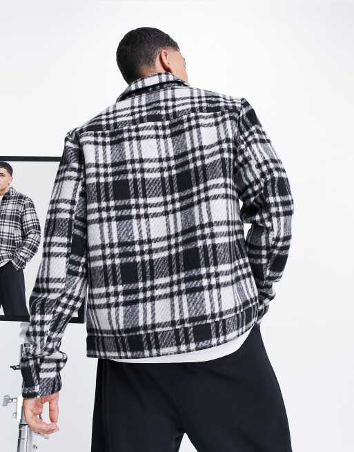 ASOS DESIGN - Geruite shacket van wolmix in zwart-wit, 2 van 4
