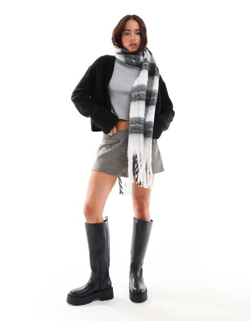 ASOS DESIGN - Geruite sjaal in zwart-wit, 3 van 4