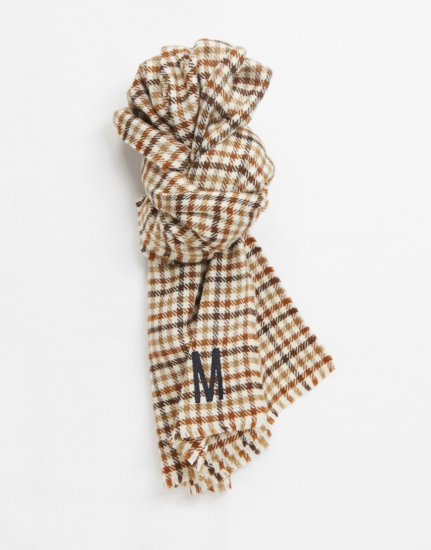 ASOS DESIGN - Geruite sjaal met letter M-Verschillende kleuren