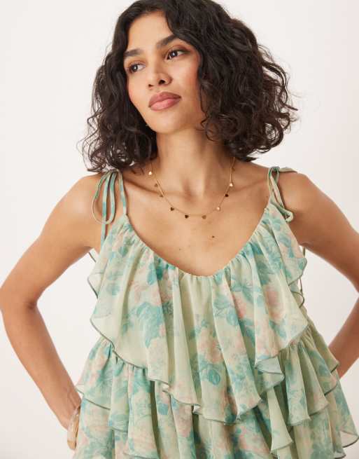 ASOS DESIGN – Gerüschte Camisole mit Blumenmuster, 3 von 4
