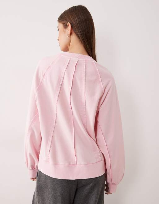 ASOS DESIGN – Gesäumtes Sweatshirt in verwaschenem Rosa mit Einsätzen, 4 von 4