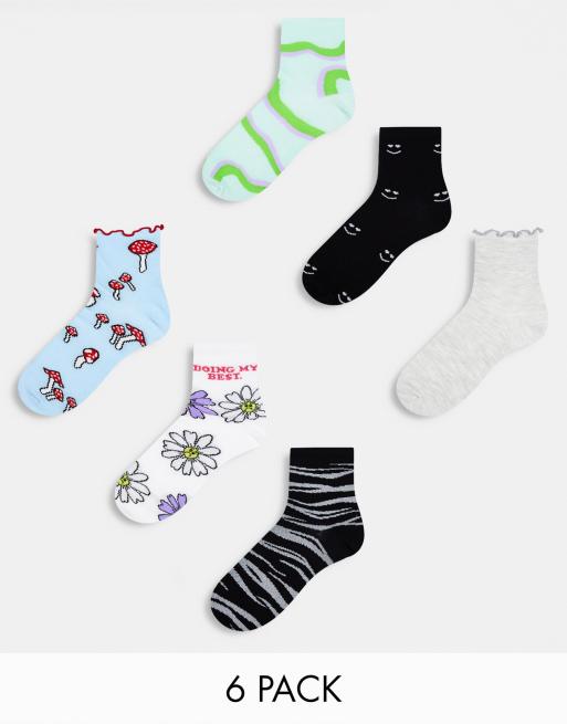 ASOS DESIGN – Geschenkbox mit Socken für 6 Tage, mehrfarbig