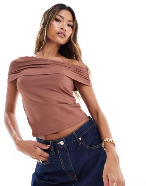 ASOS DESIGN – Geschmeidiges Oberteil in Grau mit One-Shoulder-Träger