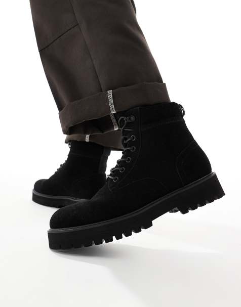 ASOS DESIGN – Geschnürte Arbeitsstiefel in Schwarz - view 1