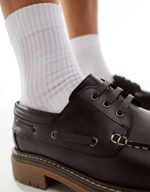 ASOS DESIGN – Geschnürte Bootsschuhe in Braun, 4 von 4