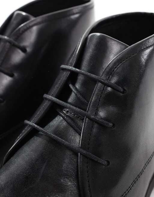 Asos black leather shoes online