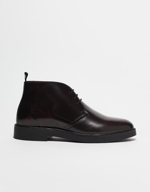 ASOS DESIGN – Geschnürte Chukka-Stiefel aus Polido-Leder in Burgunderrot, 2 von 5