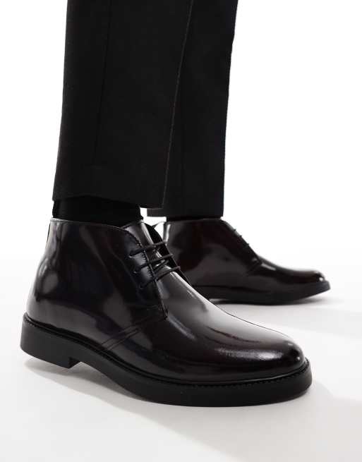 ASOS DESIGN – Geschnürte Chukka-Stiefel aus Polido-Leder in Burgunderrot, 5 von 5