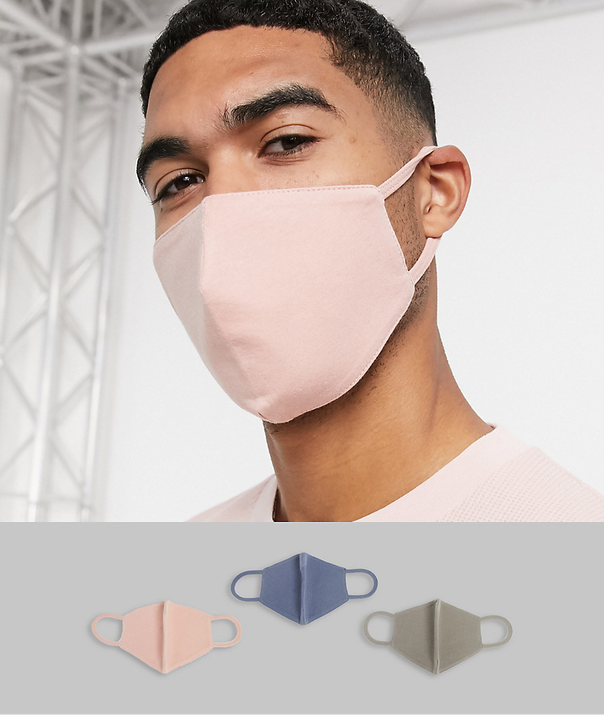 ASOS DESIGN – Gesichtsmasken aus Bio-Baumwolljersey im 3er-Pack in Rosé
