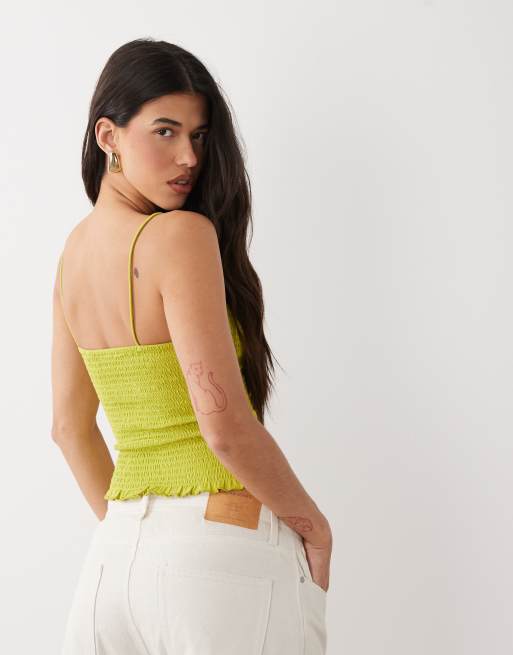 ASOS DESIGN - Gesmokte camitop met ruches aan de zoom in groen, 4 van 4