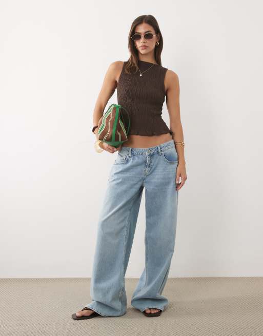 ASOS DESIGN - Gesmokte tanktop van linnenmix in chocoladebruin, 2 van 4