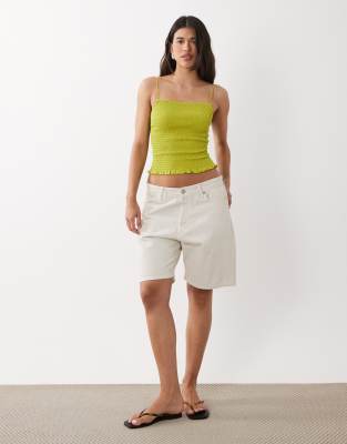 Gesmoktes Camisole in Grün mit Rüschensaum Grün 46