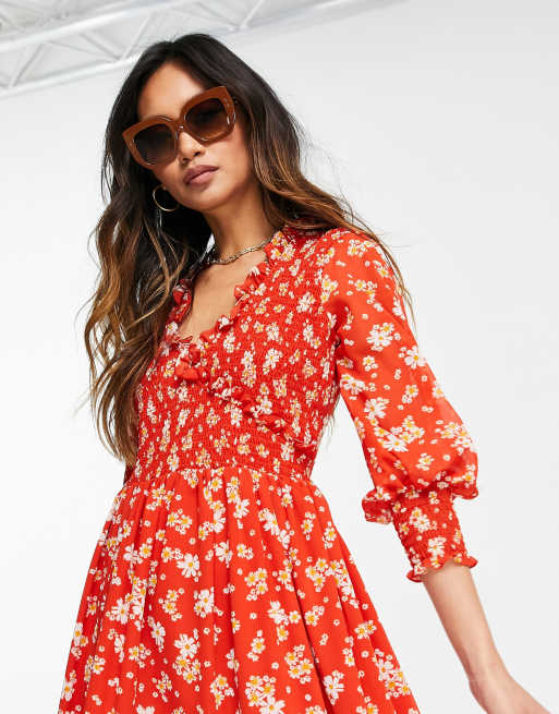 Asos red floral dress on sale