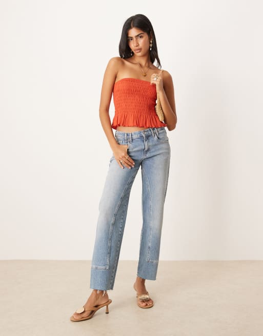 ASOS DESIGN – Gesmoktes, trägerloses Oberteil in Rot, 3 von 4