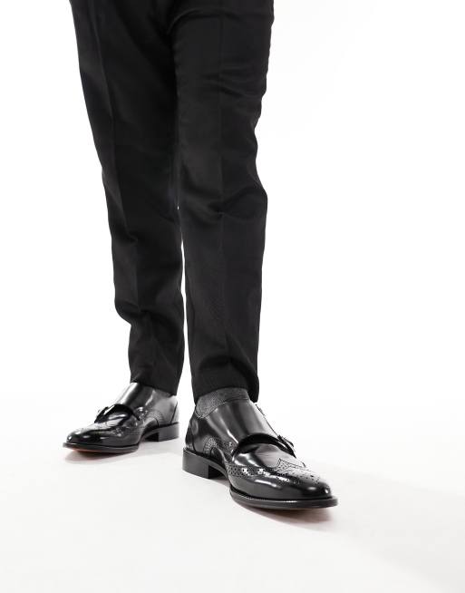 ASOS DESIGN - Gespschoenen met dubbele bandjes in zwart leer, 4 van 4