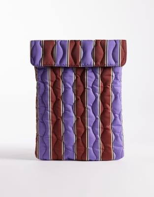 ASOS DESIGN - Gesteppte Laptoptasche mit buntem Streifenmuster