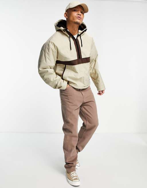 ASOS DESIGN – Gesteppte Oversize-Schlupfjacke in Ecru