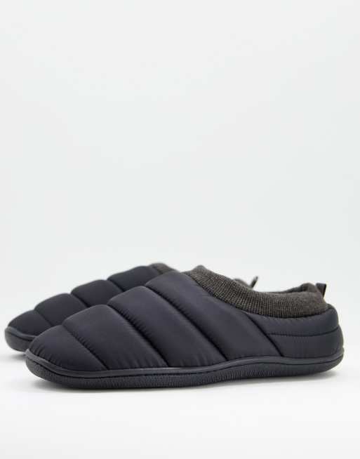 ASOS DESIGN – Gesteppte Slipper in Grau
