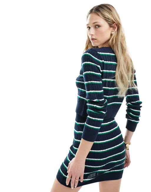 ASOS DESIGN - Gestreept gebreid vest in marineblauw, deel van co-ord set, 2 van 4