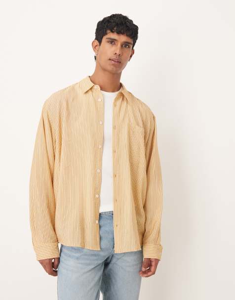 ASOS DESIGN - Gestreept oversized overhemd in geel - view 1