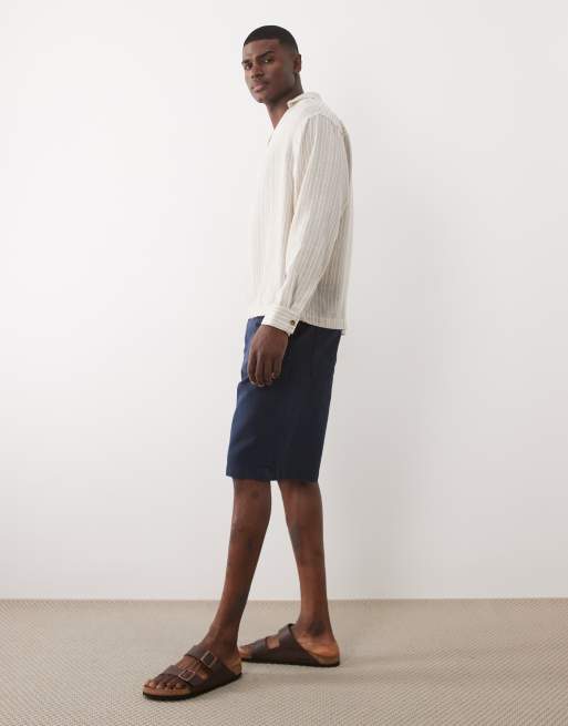 ASOS DESIGN - Gestreept oversized poplin overhemd zonder sluiting in beige, 5 van 5