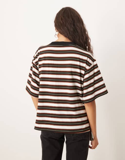 ASOS DESIGN - Gestreept recht T-shirt met asymmetrische peplum zoom, 3 van 4