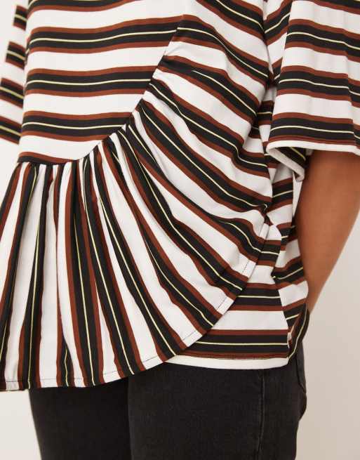 ASOS DESIGN - Gestreept recht T-shirt met asymmetrische peplum zoom, 4 van 4