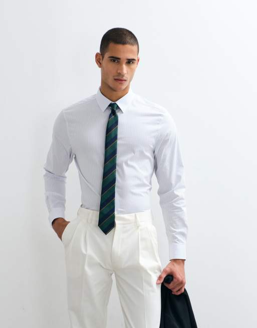 ASOS DESIGN - Gestreept regular-fit overhemd in lichtblauw, 5 van 9