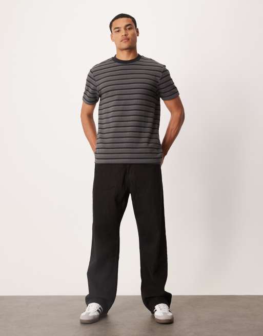 ASOS DESIGN - Gestreept T-shirt in zwart en grijs, 2 van 5