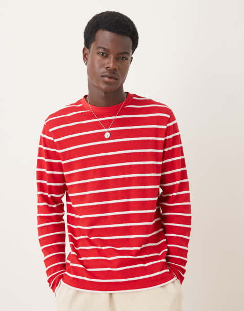 ASOS DESIGN - Gestreept T-shirt met lange mouwen in rood en wit - view 1