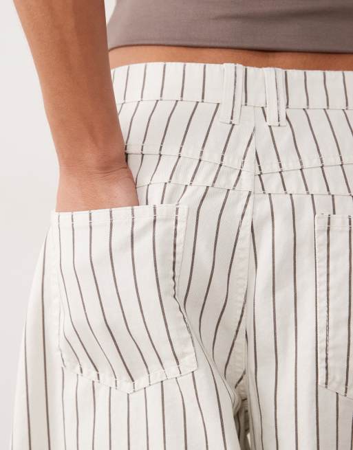 ASOS DESIGN - Gestreepte broek met ballonpijpen in chocoladebruin en crème, 3 van 5