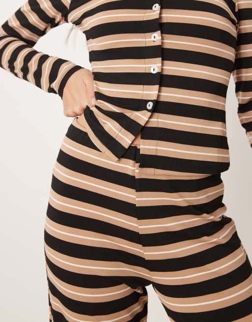 ASOS DESIGN - Gestreepte broek met wijde pijpen in neutraal, deel van co-ord set , 5 van 5
