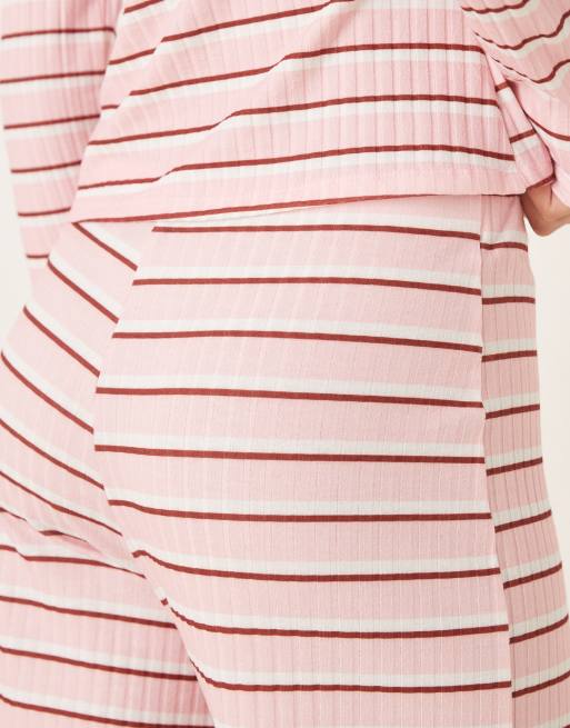 ASOS DESIGN - Gestreepte broek met wijde pijpen in roze, deel van co-ord set, 5 van 5