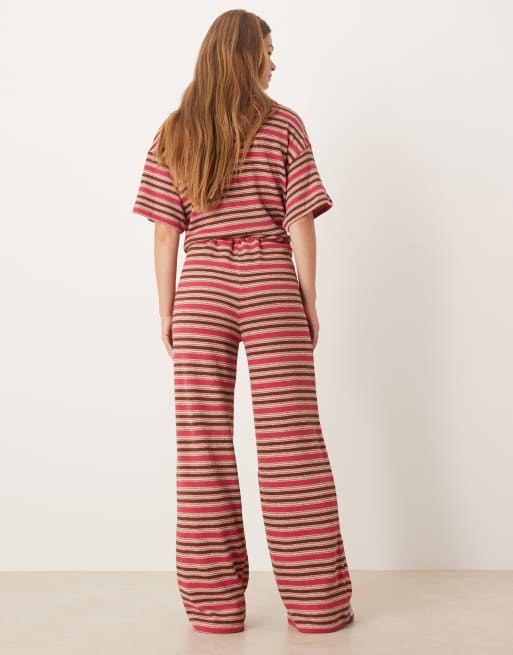 ASOS DESIGN - Gestreepte broek met wijde pijpen in roze, deel van co-ord set, 2 van 5
