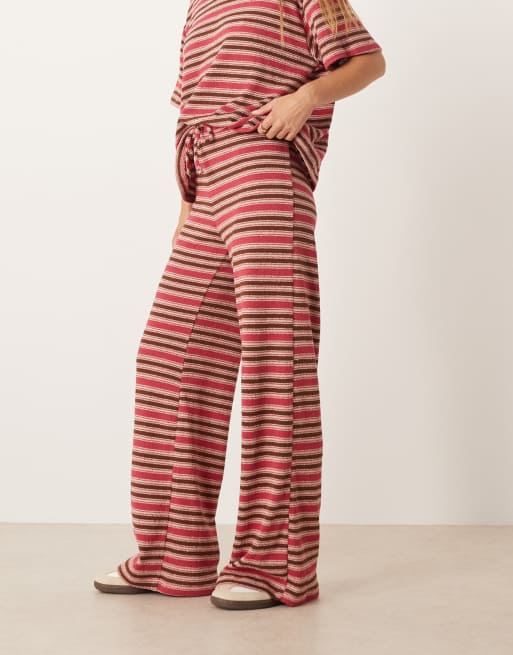 ASOS DESIGN - Gestreepte broek met wijde pijpen in roze, deel van co-ord set, 4 van 5