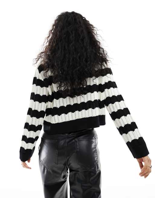 ASOS DESIGN - Gestreepte cropped trui met ronde hals en open steken, 4 van 4