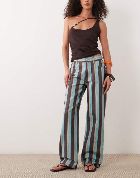 ASOS DESIGN - Gestreepte dad jeans in multi - view 1