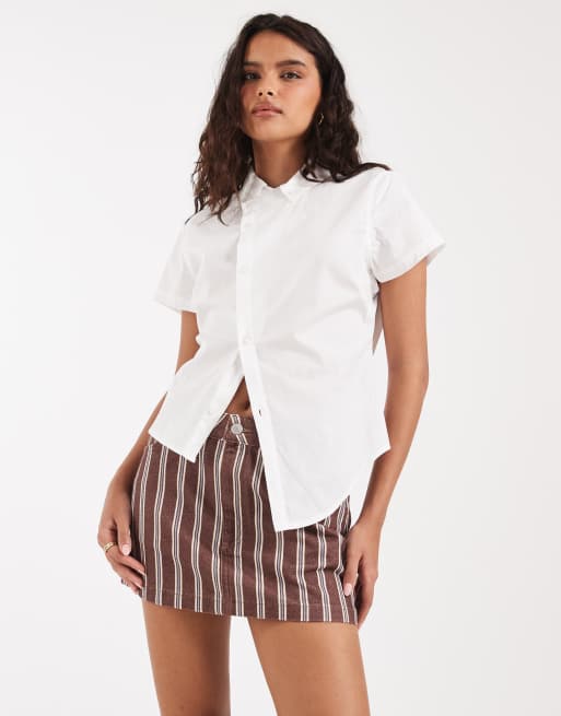 ASOS DESIGN - Gestreepte denim minirok in bruin, 2 van 5