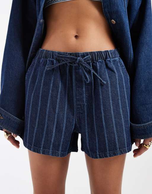ASOS DESIGN - Gestreepte denim short met elastische taille, 5 van 5