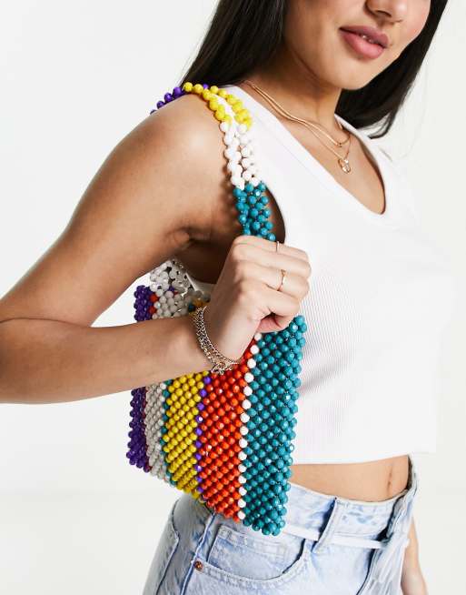 ASOS DESIGN - Gestreepte handtas van ronde kraaltjes in multi, 2 van 4