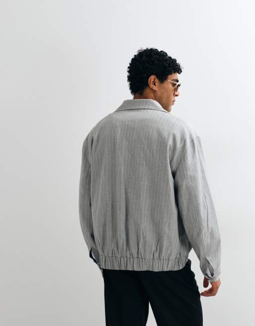 ASOS DESIGN - Gestreepte Harrington jack in grijs, 5 van 5