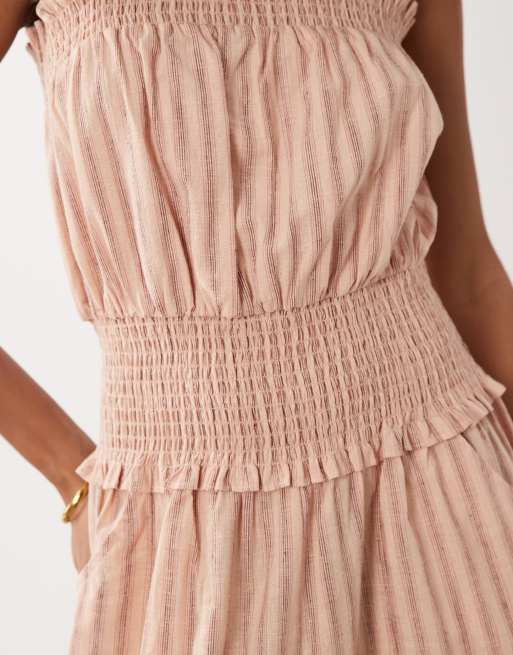 ASOS DESIGN - Gestreepte jumpsuit met wijde ronde pijpen in roze, 3 van 4