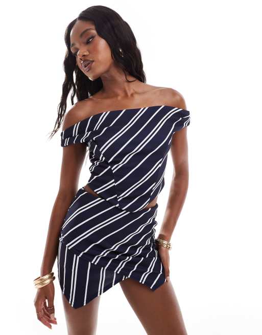 ASOS DESIGN - Gestreepte korsettop met blote schouders, deel van co-ord set