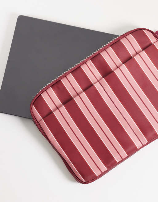 ASOS DESIGN - Gestreepte laptophoes met rits in roze en bordeauxrood, 2 van 4