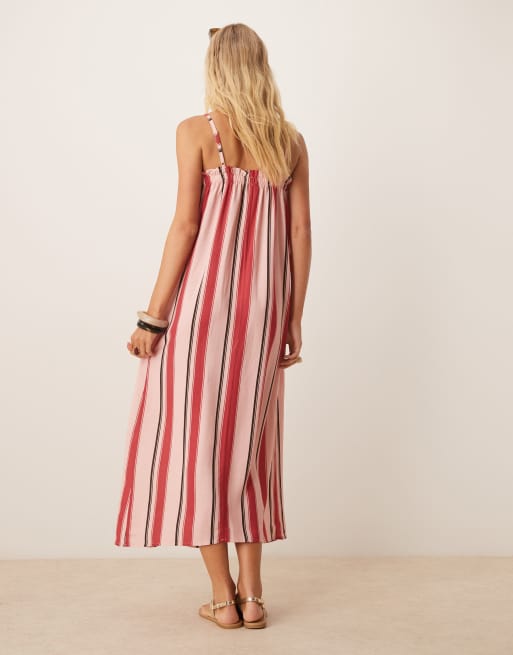 ASOS DESIGN - Gestreepte maxi cami-jurk met trapezemodel in roze strepen, 4 van 4
