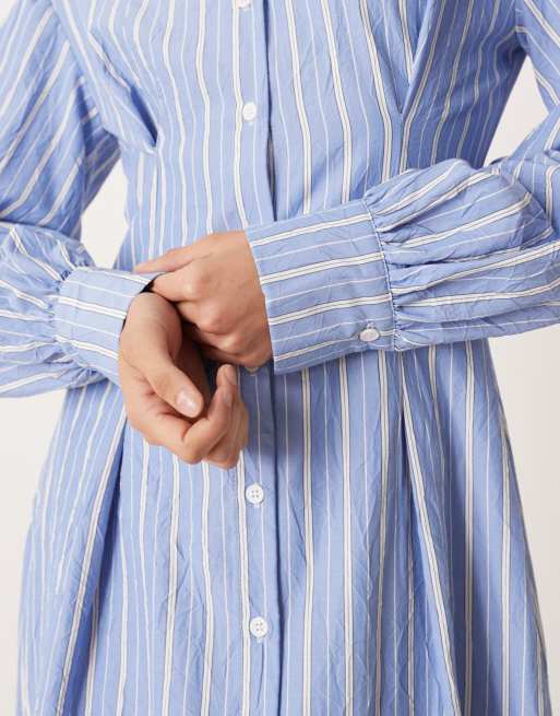 ASOS DESIGN - Gestreepte maxi-overhemdjurk in blauw, 4 van 4
