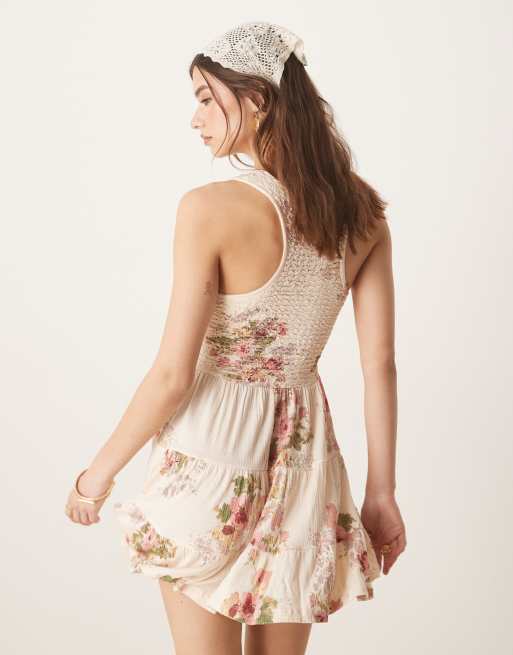 ASOS DESIGN - Gestreepte mini jurk met vintage bloemenprint, 2 van 4