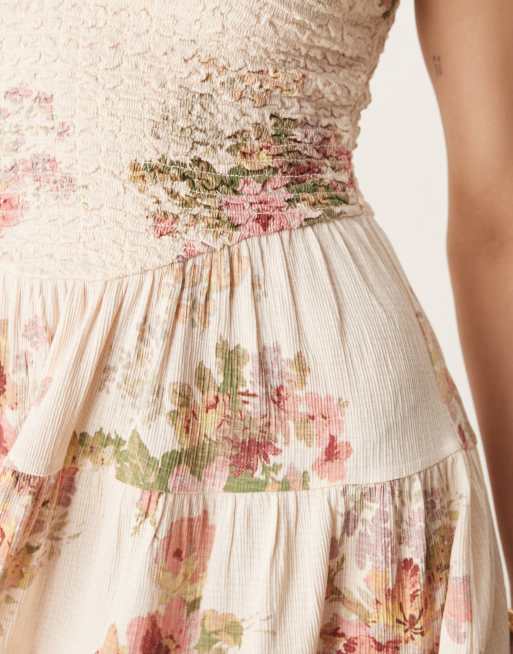 ASOS DESIGN - Gestreepte mini jurk met vintage bloemenprint, 3 van 4