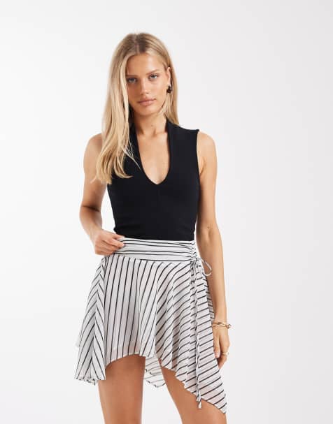 ASOS DESIGN - Gestreepte minirok van gelaagd chiffon met gerimpelde tailleband - view 1