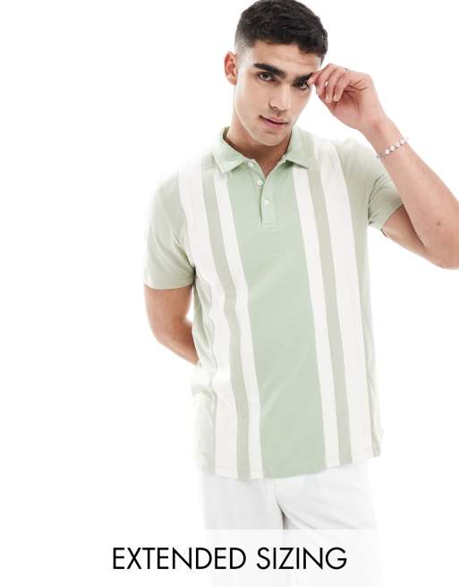 FhyzicsShops DESIGN - Gestreepte polo in groen en wit